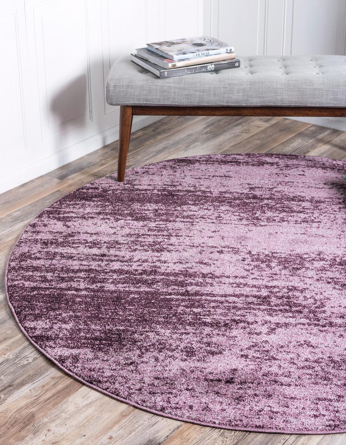 Violet 4' 1 x 4' 1 Del Mar Round Area Rug 100% Polypropylene Easy Clean Stain Resistant Vivid Modern Carpet Mat for Home Decor Interior Designing for Sale at Rug Engine
