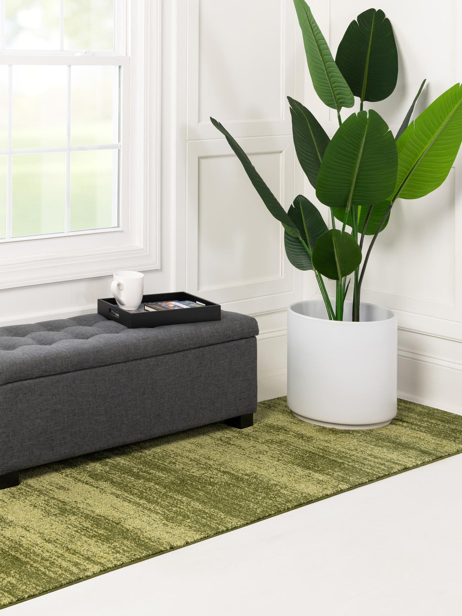 Green 2' x 8' Del Mar Runner Area Rug 100% Polypropylene Easy Clean Stain Resistant Vivid Modern Carpet Mat for Home Decor Interior Designing for Sale at Rug Engine