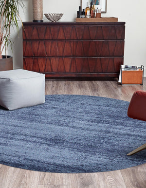 Navy Blue 6' 1 x 6' 1 Del Mar Round Area Rug 100% Polypropylene Easy Clean Stain Resistant Vivid Modern Carpet Mat for Home Decor Interior Designing for Sale at Rug Engine