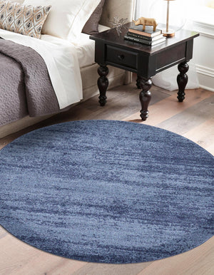 Navy Blue 4' 1 x 4' 1 Del Mar Round Area Rug 100% Polypropylene Easy Clean Stain Resistant Vivid Modern Carpet Mat for Home Decor Interior Designing for Sale at Rug Engine