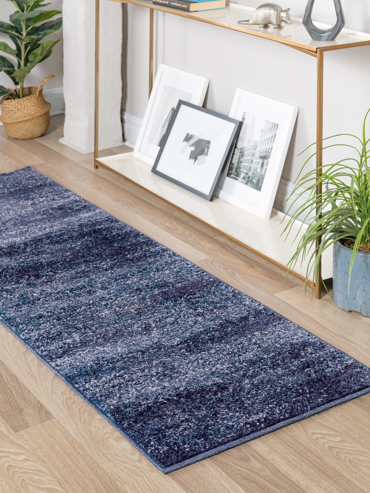 Navy Blue 2' 7 x 10' Del Mar Runner Area Rug 100% Polypropylene Easy Clean Stain Resistant Vivid Modern Carpet Mat for Home Decor Interior Designing for Sale at Rug Engine