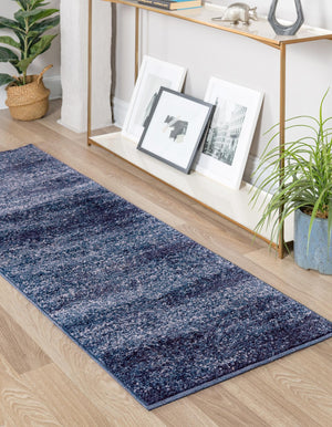 Navy Blue 2' 7 x 10' Del Mar Runner Area Rug 100% Polypropylene Easy Clean Stain Resistant Vivid Modern Carpet Mat for Home Decor Interior Designing for Sale at Rug Engine