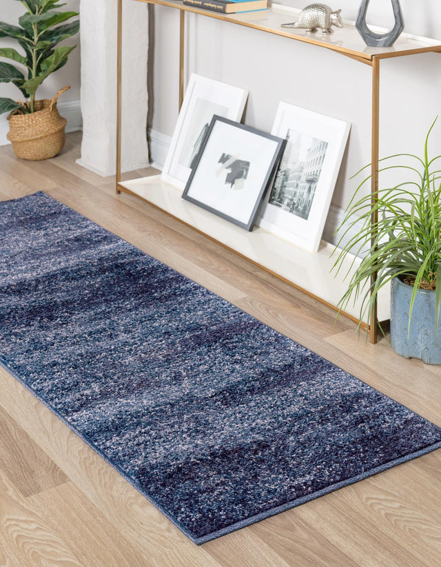 Navy Blue 2' 7 x 10' Del Mar Runner Area Rug 100% Polypropylene Easy Clean Stain Resistant Vivid Modern Carpet Mat for Home Decor Interior Designing for Sale at Rug Engine