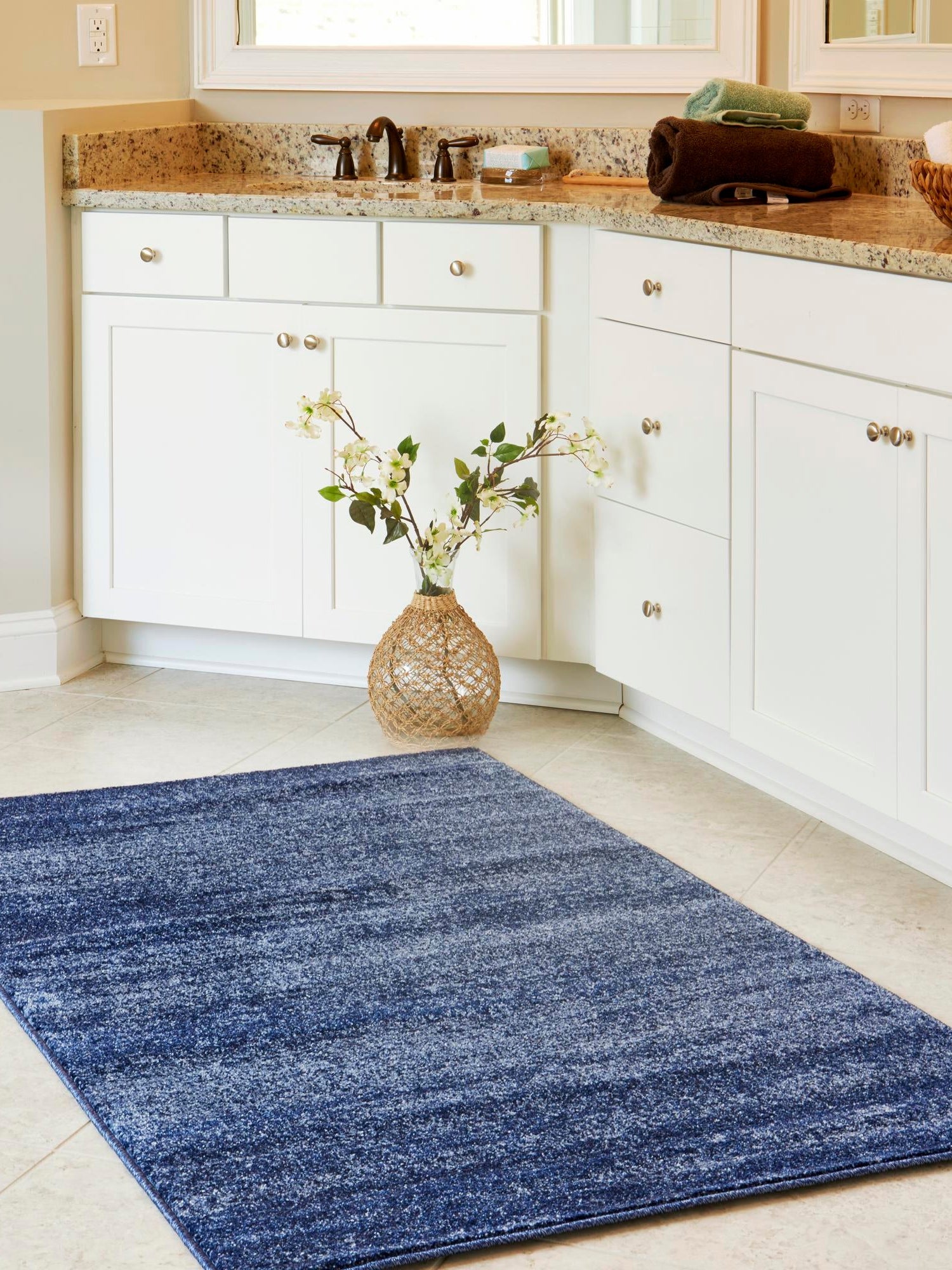 Navy Blue 2' 7 x 10' Del Mar Runner Area Rug 100% Polypropylene Easy Clean Stain Resistant Vivid Modern Carpet Mat for Home Decor Interior Designing for Sale at Rug Engine