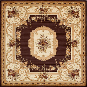 Brown 10' x 10' Versailles Square Area Rug