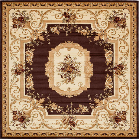 Brown 10' x 10' Versailles Square Area Rug