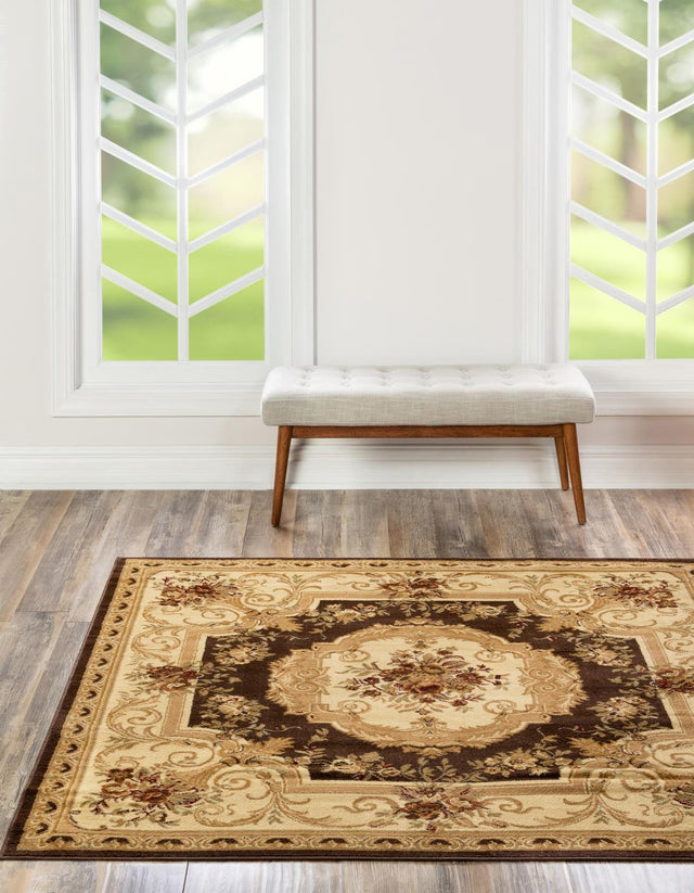 Brown 6' 1 x 6' 1 Versailles Square Area Rug