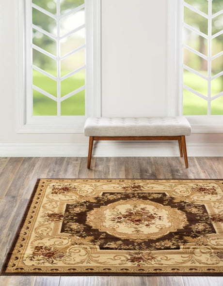 Brown 7' 10 x 7' 10 Versailles Square Area Rug