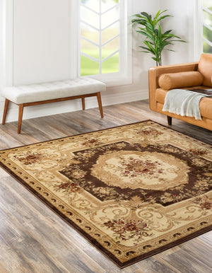 Brown 6' 1 x 6' 1 Versailles Square Area Rug