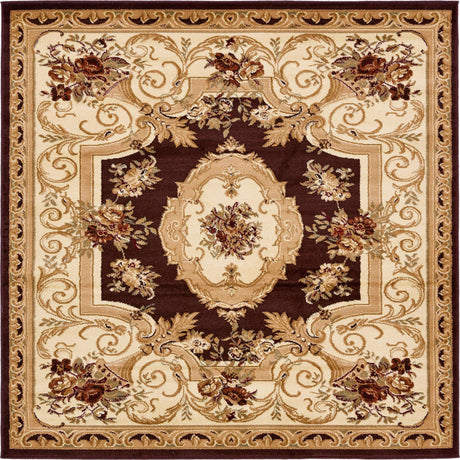 Brown 6' 1 x 6' 1 Versailles Square Area Rug