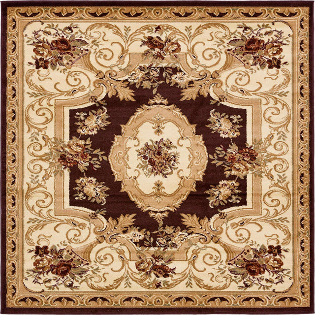 Brown 6' 1 x 6' 1 Versailles Square Area Rug