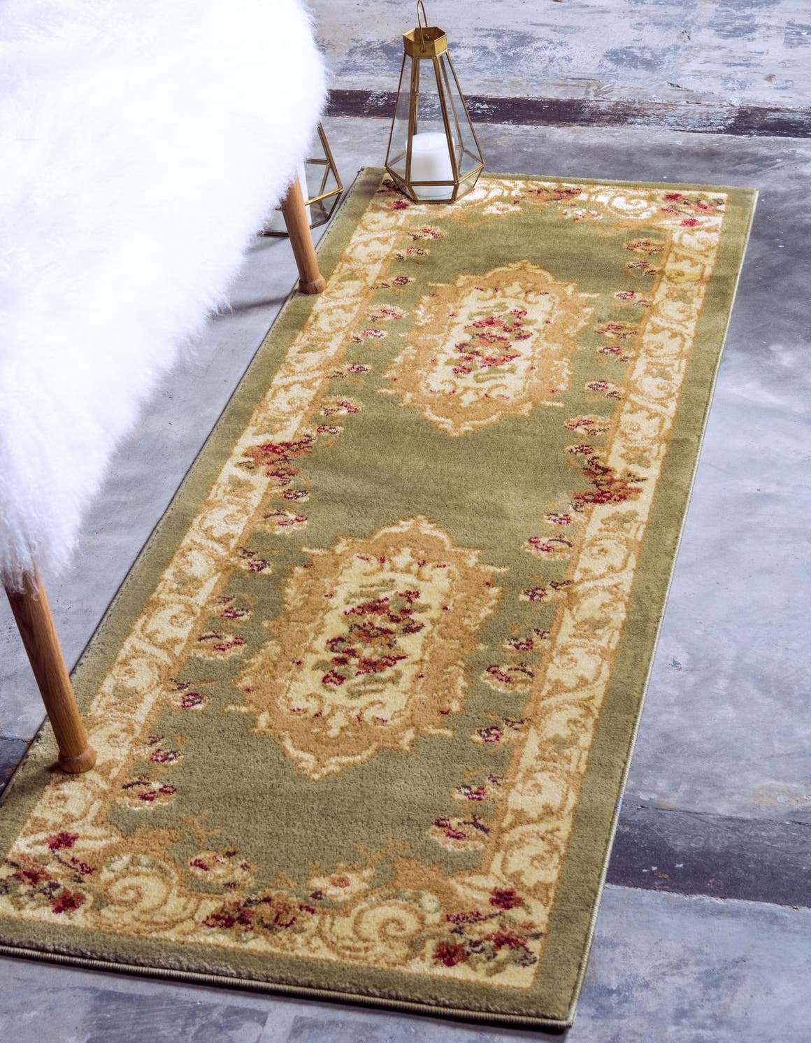 Green 2' x 7' 1 Versailles Runner Area Rug