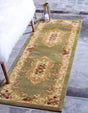 Green 3' 1 x 19' 8 Versailles Runner Area Rug Classic Traditional Motif Indoor Carpet for Hallways, Dining Rooms, Bedrooms, Living Room, Office for Sale at Rug Engine