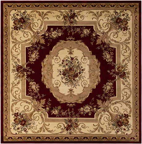 Red 10' x 10' Versailles Square Area Rug
