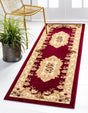Red 3' 1 x 19' 8 Versailles Runner Area Rug Classic Traditional Motif Indoor Carpet for Hallways, Dining Rooms, Bedrooms, Living Room, Office for Sale at Rug Engine