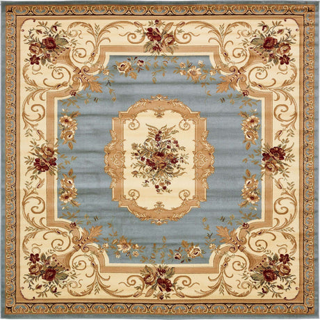 Light Blue 10' x 10' Versailles Square Area Rug