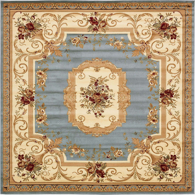 Light Blue 10' x 10' Versailles Square Area Rug