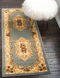 Light Blue 2' 7 x 10' Versailles Runner Area Rug Classic Traditional Motif Indoor Carpet for Hallways, Dining Rooms, Bedrooms, Living Room, Office for Sale at Rug Engine
