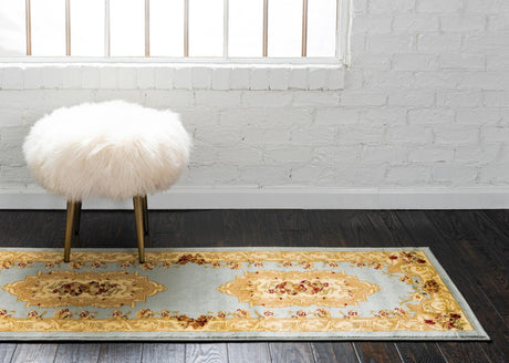Light Blue 2' x 5' 3 Versailles Runner Area Rug Classic Traditional Motif Indoor Carpet for Hallways, Dining Rooms, Bedrooms, Living Room, Office for Sale at Rug Engine