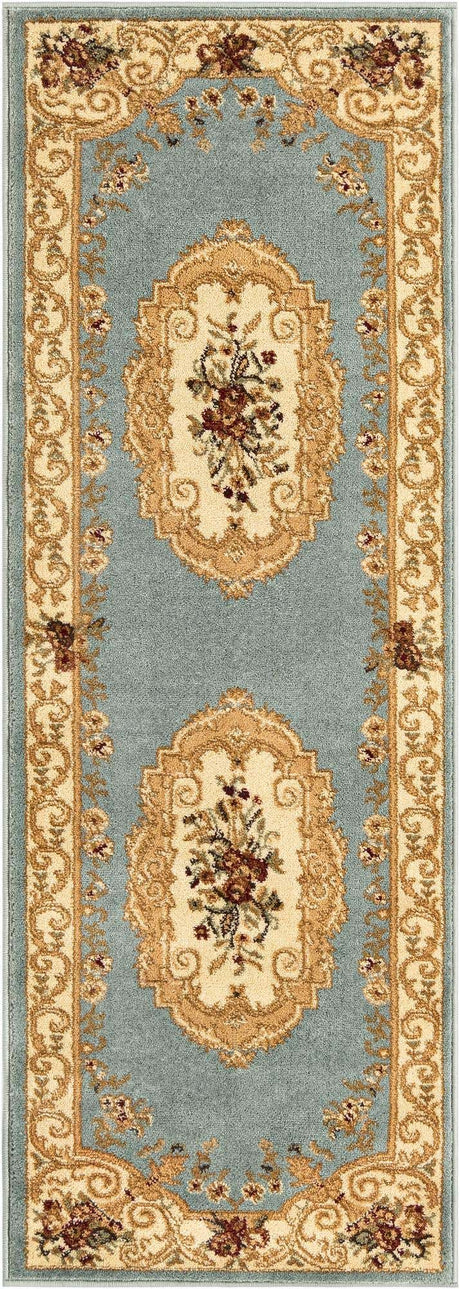 Light Blue 2' x 6' 1 Versailles Runner Area Rug