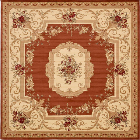 Brick Red 10' x 10' Versailles Square Area Rug