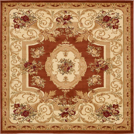 Brick Red 6' 1 x 6' 1 Versailles Square Area Rug