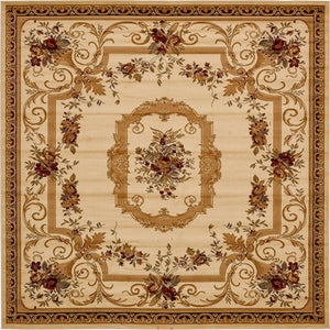 Cream 10' x 10' Versailles Square Area Rug
