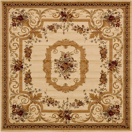 Cream 10' x 10' Versailles Square Area Rug