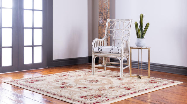 Cream 6' 1 x 6' 1 Versailles Square Area Rug