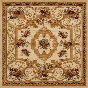 Cream 6' 1 x 6' 1 Versailles Square Area Rug