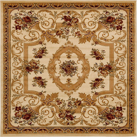 Cream 6' 1 x 6' 1 Versailles Square Area Rug