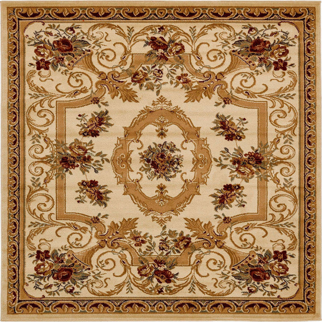 Cream 6' 1 x 6' 1 Versailles Square Area Rug