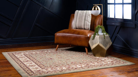 Green 6' 1 x 6' 1 Voyage Square Area Rug Persian Inspired Classic Traditional Design Durable Carpet Mat for Home Interior Design for Sale at Rug Engine