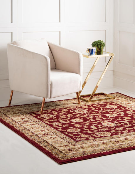 Red 7' 1 x 7' 1 Voyage Square Area Rug Persian Inspired Classic Traditional Design Durable Carpet Mat for Home Interior Design for Sale at Rug Engine