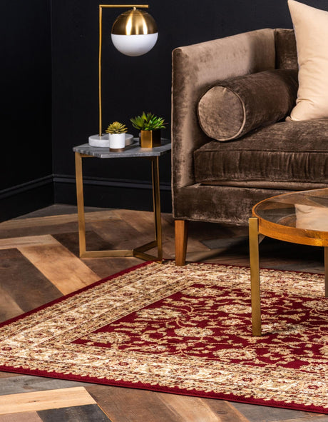 Red 7' 1 x 7' 1 Voyage Square Area Rug Persian Inspired Classic Traditional Design Durable Carpet Mat for Home Interior Design for Sale at Rug Engine