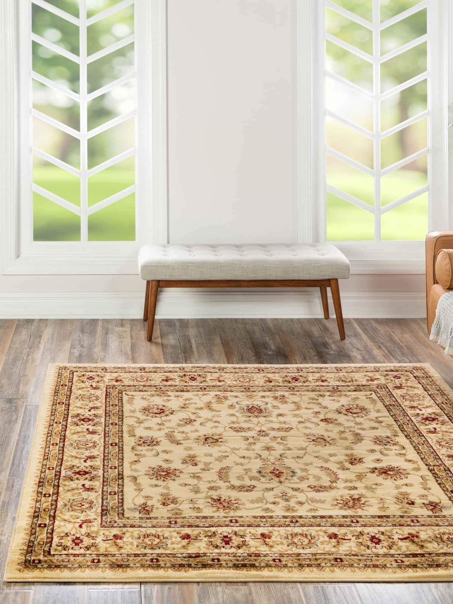 Cream 5' 3 x 5' 3 Voyage Square Area Rug