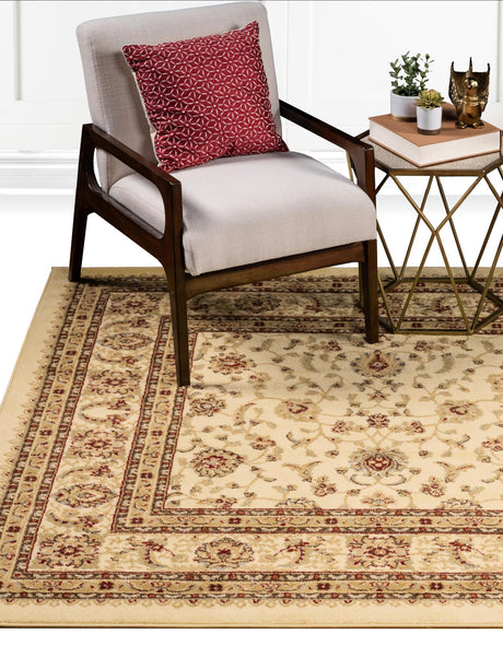 Cream 7' 1 x 7' 1 Voyage Square Area Rug Persian Inspired Classic Traditional Design Durable Carpet Mat for Home Interior Design for Sale at Rug Engine