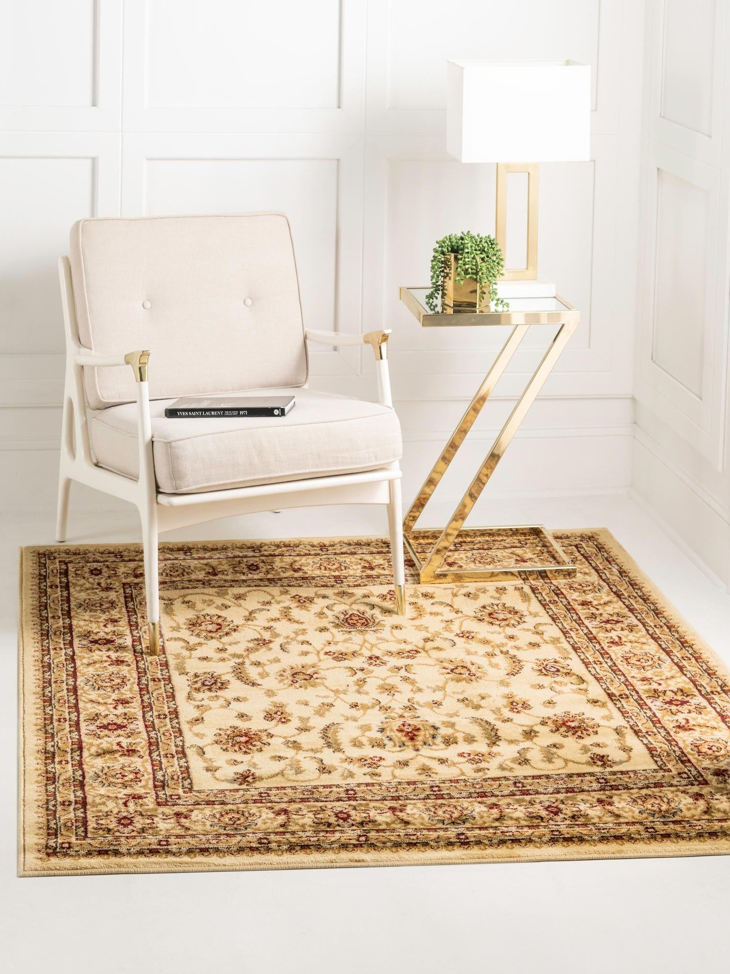 Cream 7' 10 x 7' 10 Voyage Square Area Rug