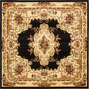 Black 10' x 10' Versailles Square Area Rug
