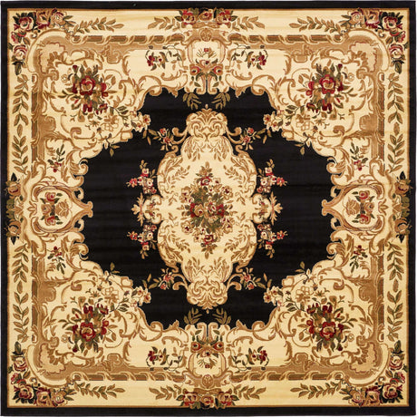 Black 10' x 10' Versailles Square Area Rug