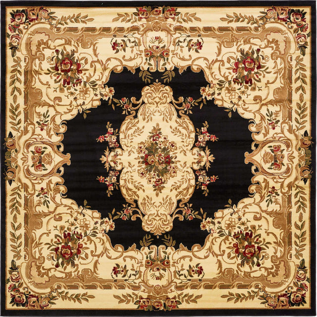 Black 10' x 10' Versailles Square Area Rug