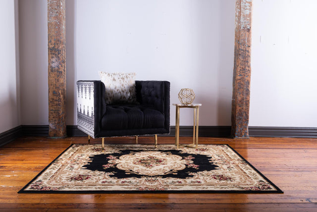 Black 10' x 10' Versailles Square Area Rug