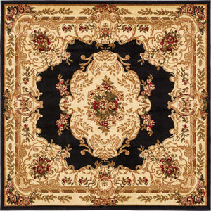 Black 6' 1 x 6' 1 Versailles Square Area Rug
