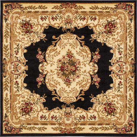 Black 6' 1 x 6' 1 Versailles Square Area Rug