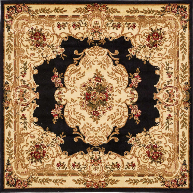 Black 6' 1 x 6' 1 Versailles Square Area Rug