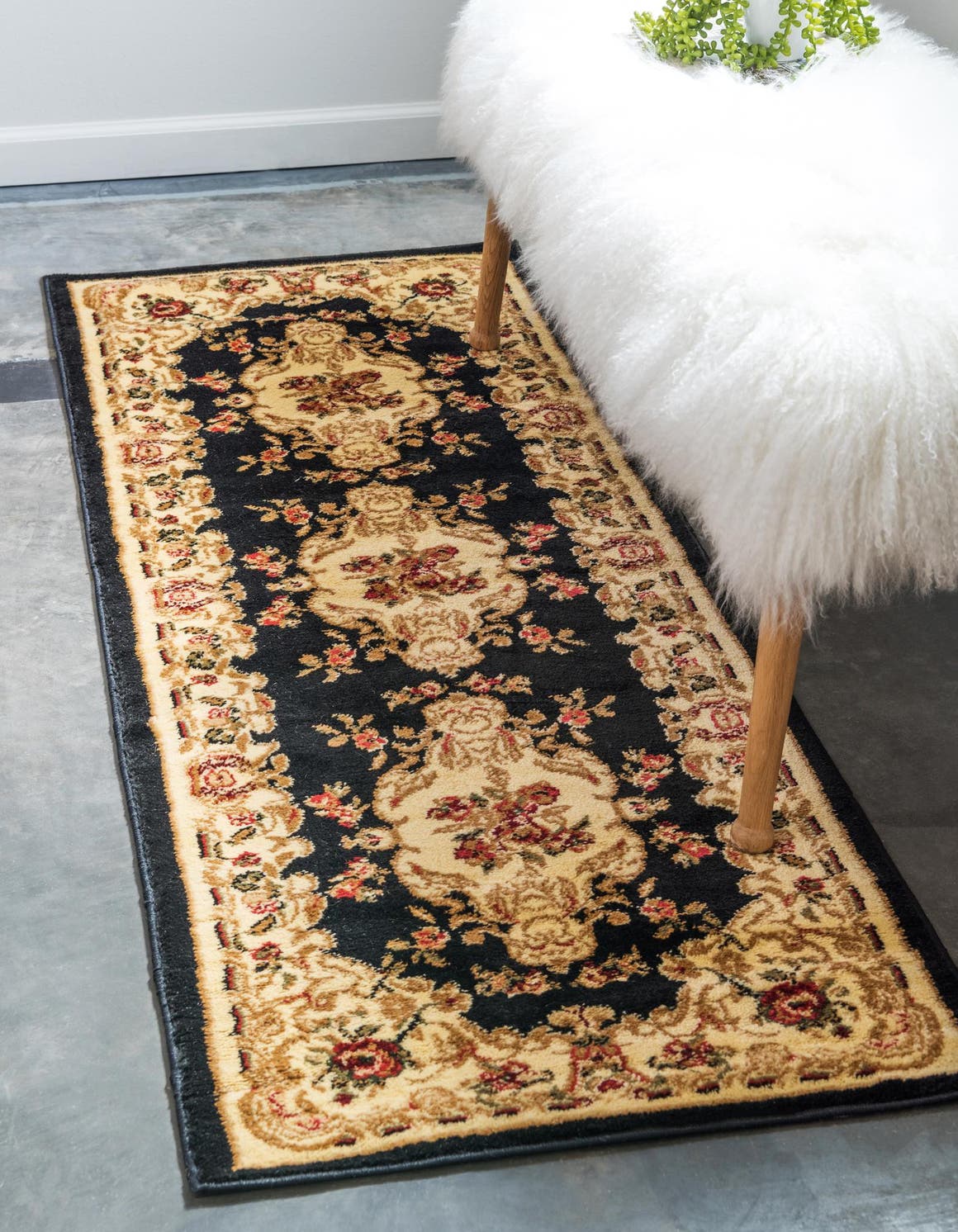 Black 2' x 6' 1 Versailles Runner Area Rug