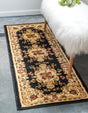 Black 2' x 6' 1 Versailles Runner Area Rug Classic Traditional Motif Indoor Carpet for Hallways, Dining Rooms, Bedrooms, Living Room, Office for Sale at Rug Engine