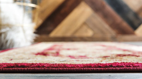 Red 3' 1 x 19' 8 Versailles Runner Area Rug Classic Traditional Motif Indoor Carpet for Hallways, Dining Rooms, Bedrooms, Living Room, Office for Sale at Rug Engine