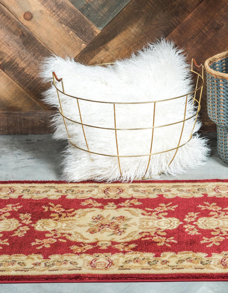 Red 2' 7 x 13' 1 Versailles Runner Area Rug Classic Traditional Motif Indoor Carpet for Hallways, Dining Rooms, Bedrooms, Living Room, Office for Sale at Rug Engine