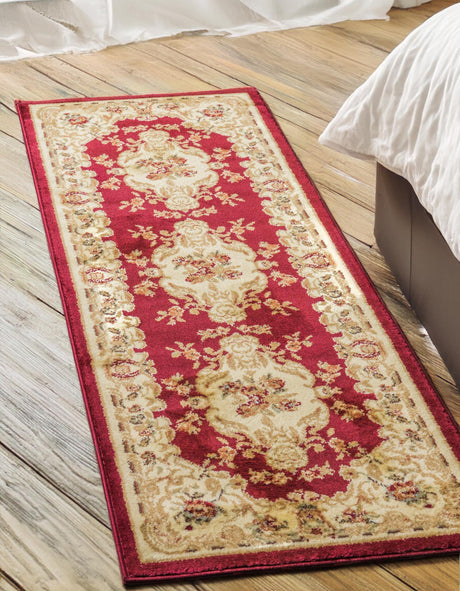 Red 2' x 5' 3 Versailles Runner Area Rug Classic Traditional Motif Indoor Carpet for Hallways, Dining Rooms, Bedrooms, Living Room, Office for Sale at Rug Engine